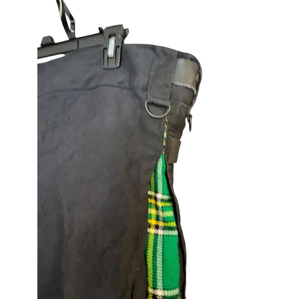 Black Utility Kilt with Green Tartan Pleats‎ Cargo Pockets Adjustable Men’s 42 - Picture 6 of 12